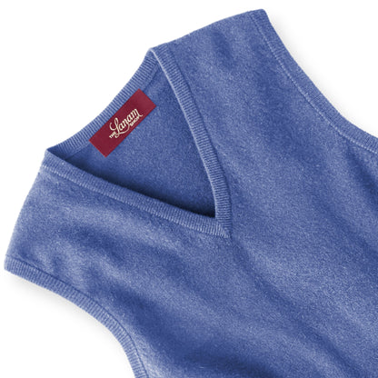 Men's Cashmere Slipover Vest in Lapis