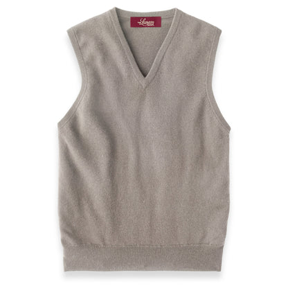 Men's Cashmere Slipover Vest in Dark Natural