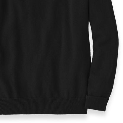 Men's Cashmere V-Neck Sweater With Saddle Shoulder in Black