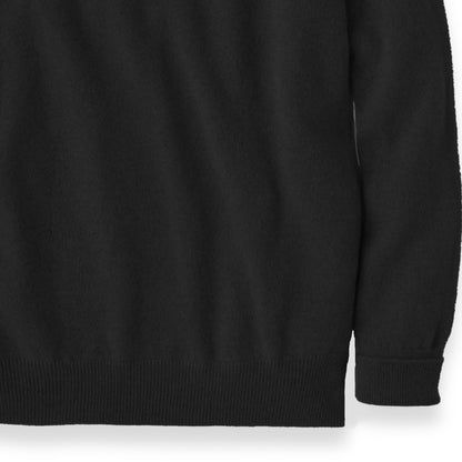 Men's Cashmere Crew Neck Sweater With Saddle Shoulder in Black