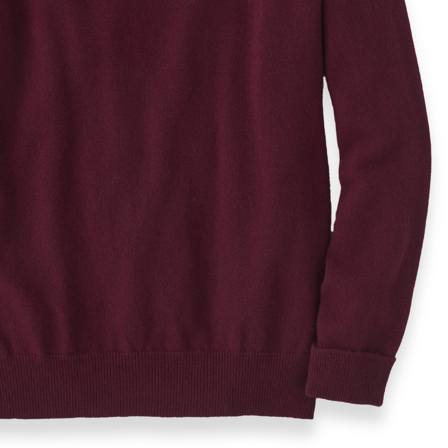 Men's Cashmere V-Neck Sweater With Saddle Shoulder in Bordeaux