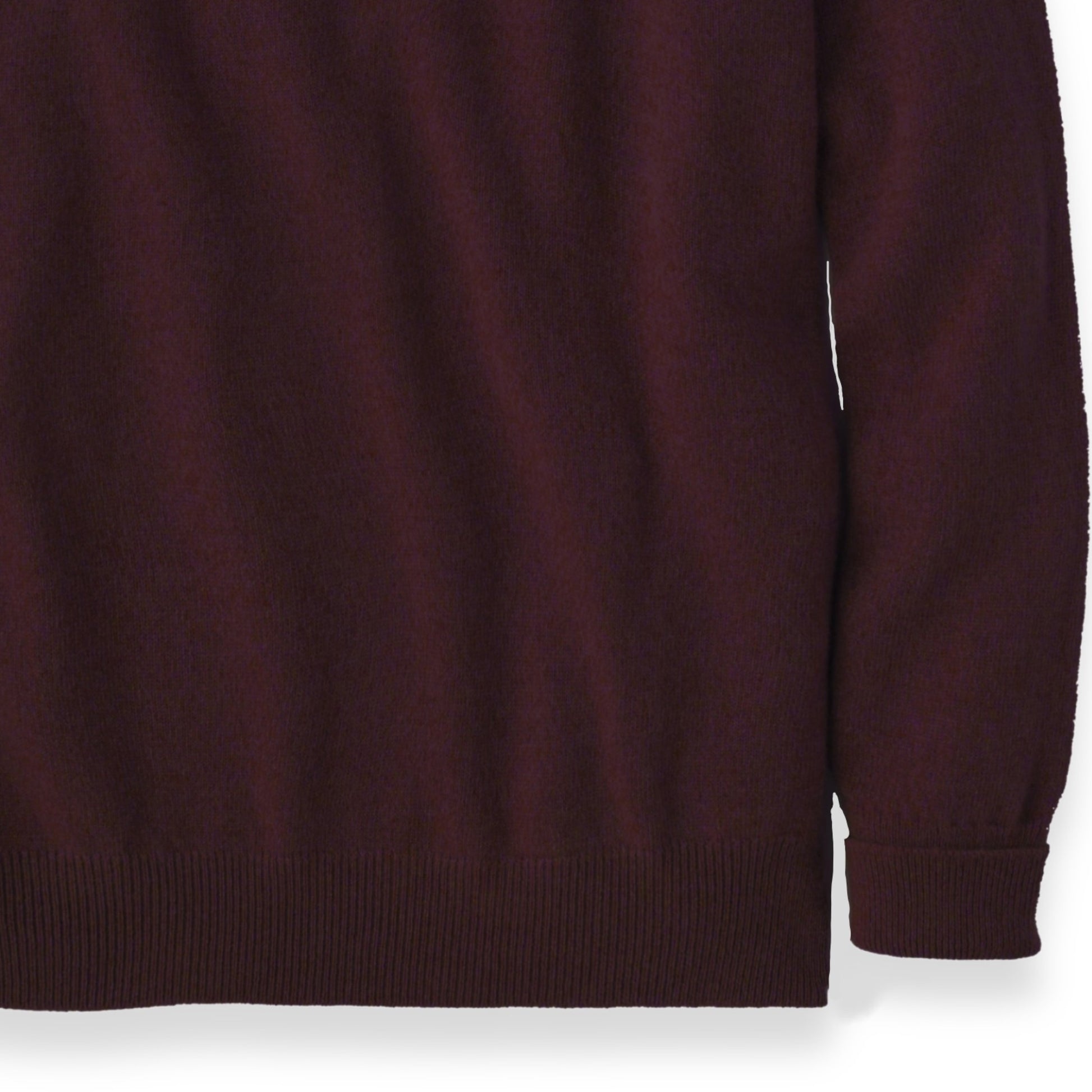 Men's Cashmere Crew Neck Sweater With Saddle Shoulder in Bordeaux