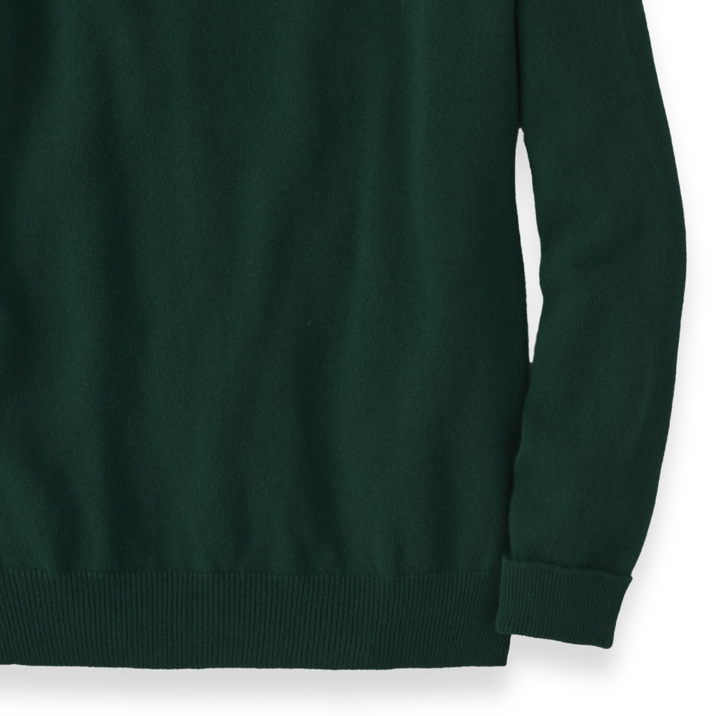 Men's Cashmere V-Neck Sweater With Saddle Shoulder in Bottle Green