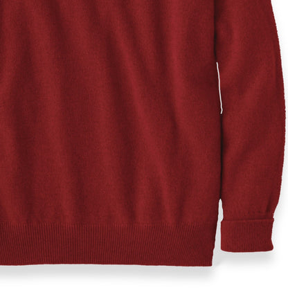 Men's Cashmere Crew Neck Sweater With Saddle Shoulder in Cardinal