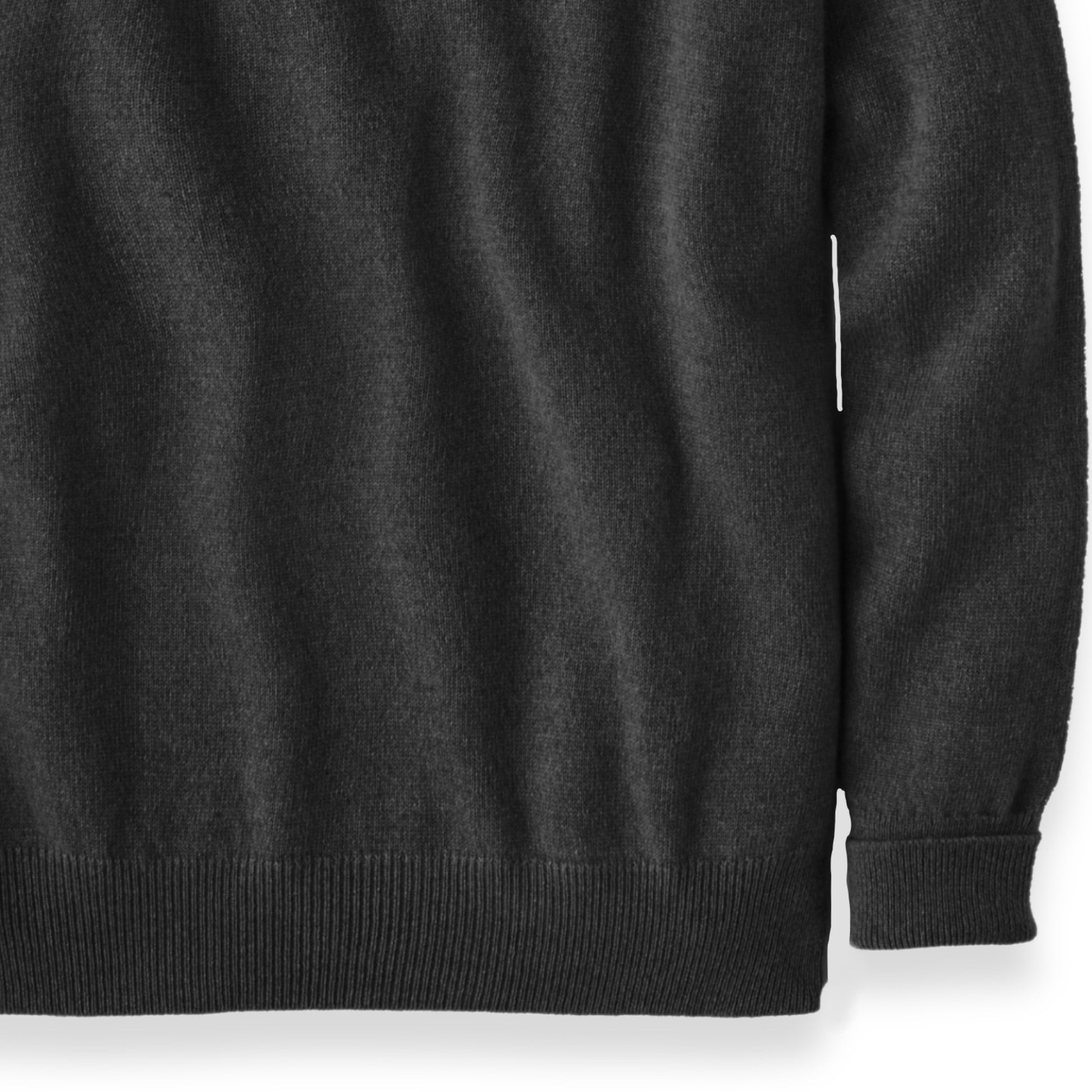 Men's Cashmere Crew Neck Sweater With Saddle Shoulder in Charcoal