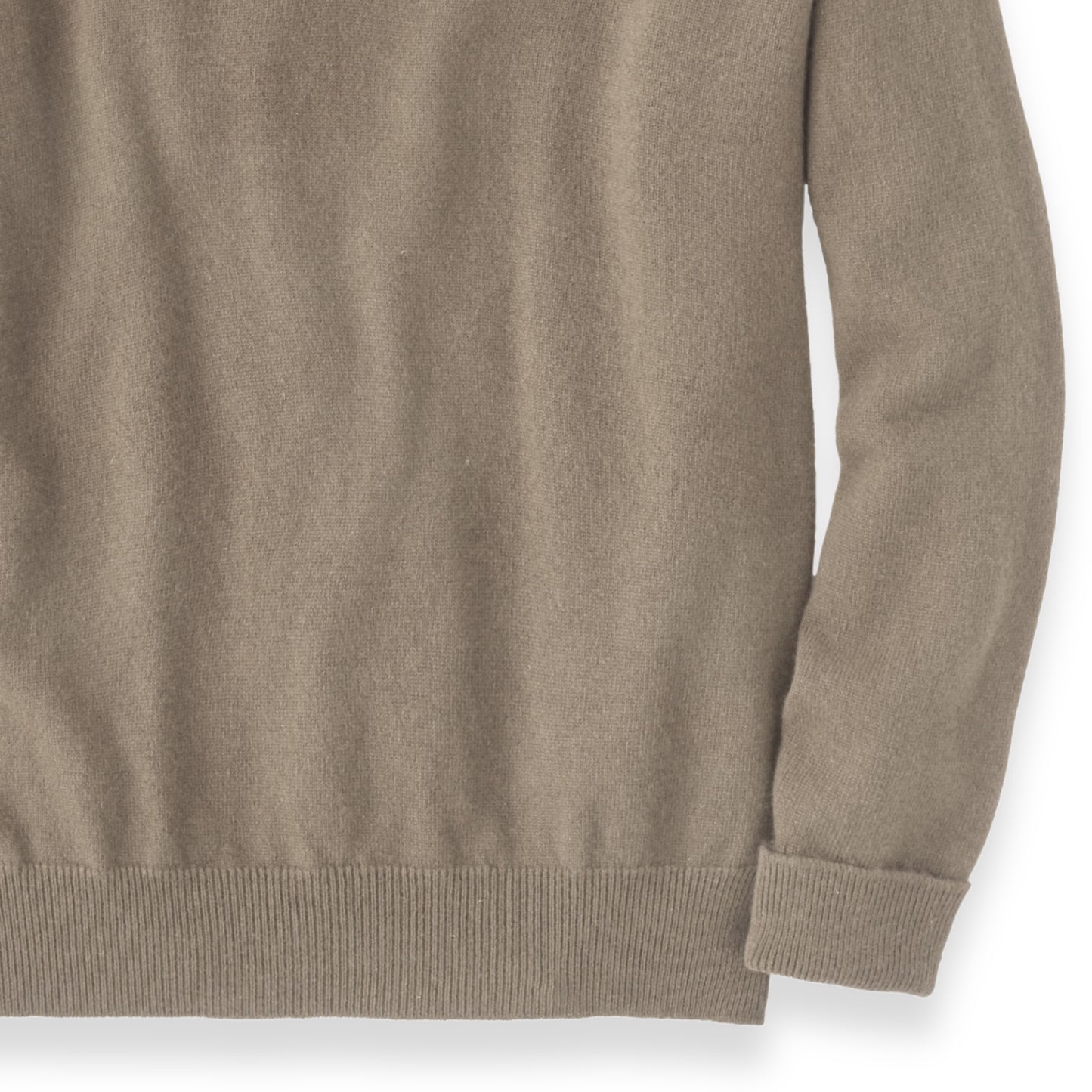 Men's Cashmere V-Neck Sweater With Saddle Shoulder in Dark Natural