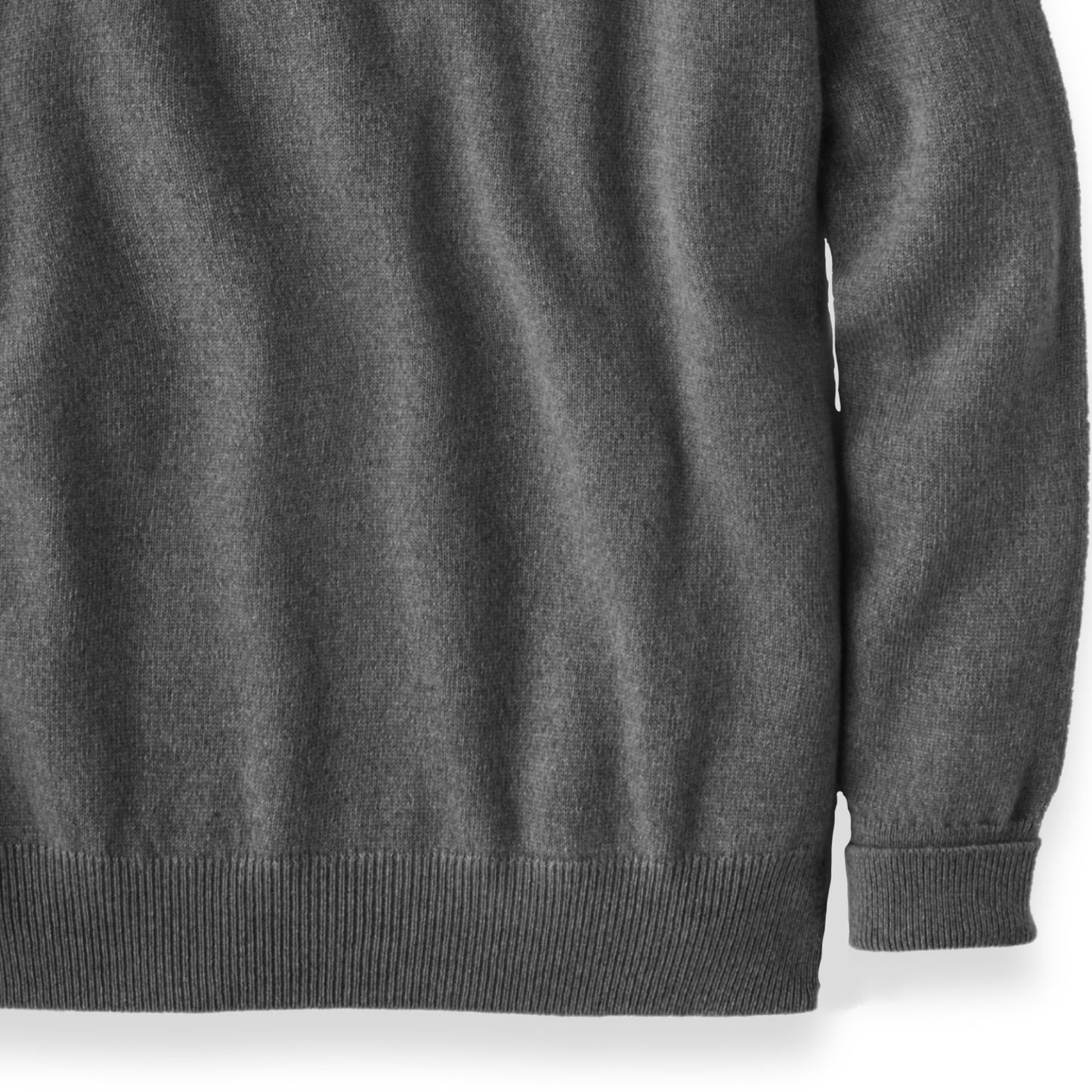 Men's Cashmere Crew Neck Sweater With Saddle Shoulder in Derby Grey