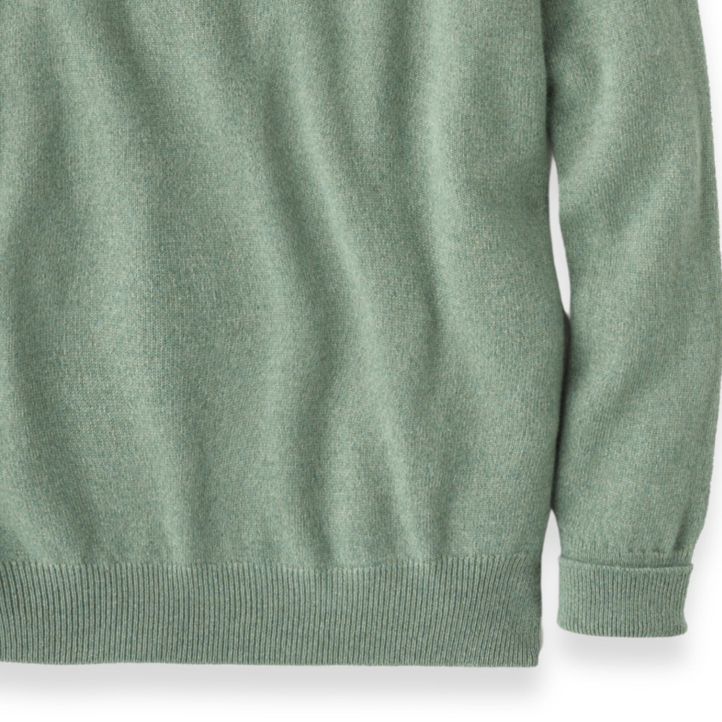 Men's Cashmere Crew Neck Sweater With Saddle Shoulder in Green Mix