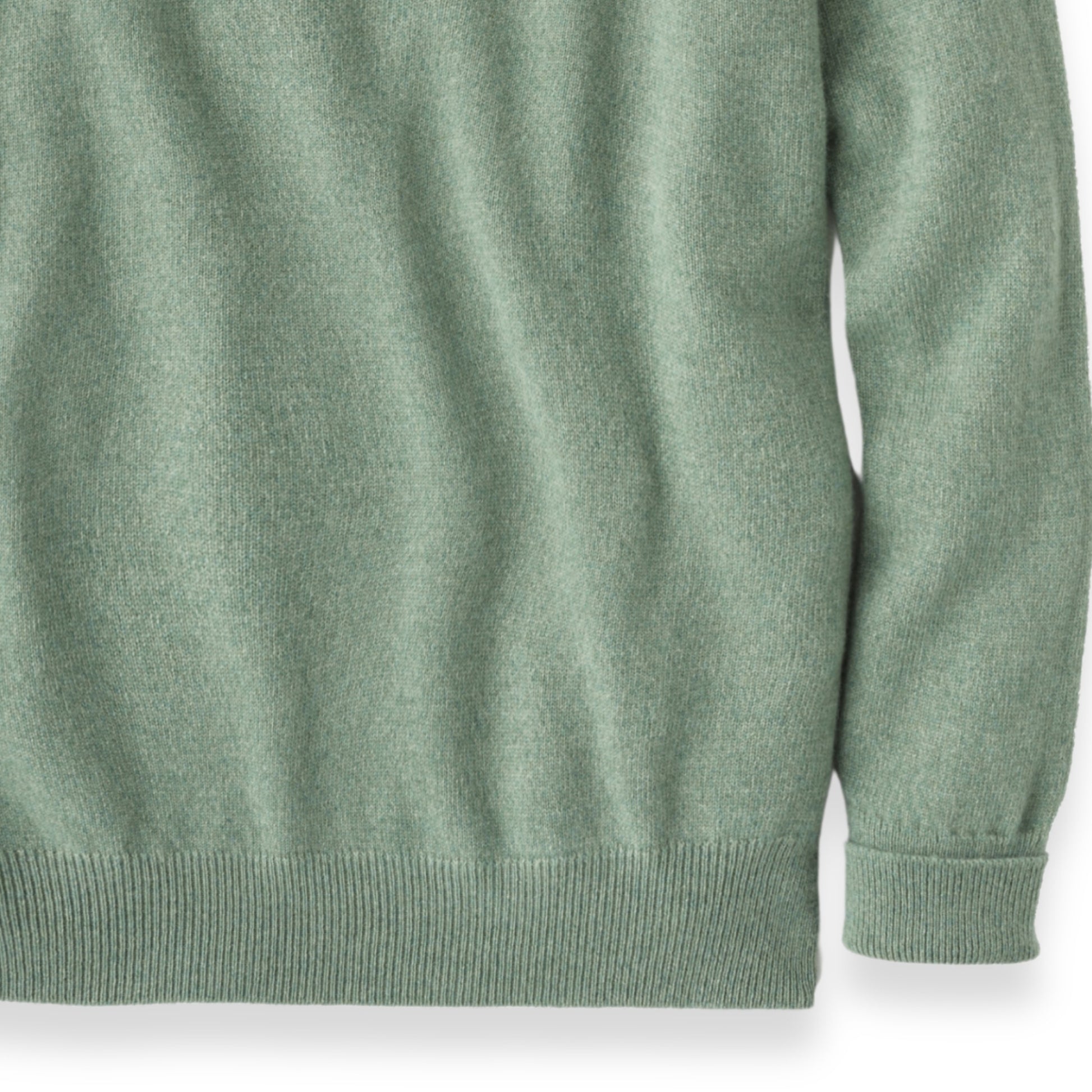 Men's Cashmere Crew Neck Sweater With Saddle Shoulder in Green Mix