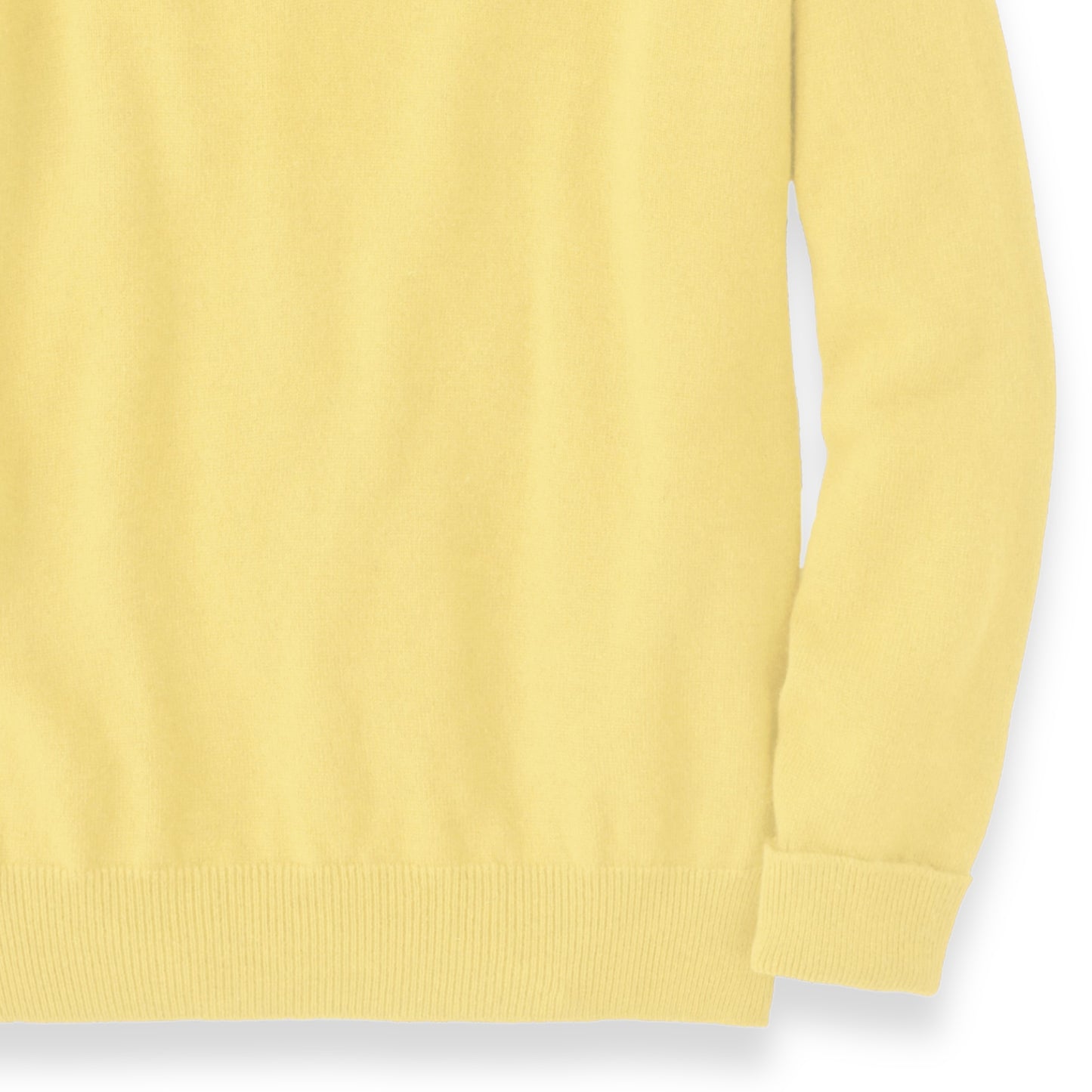 Men's Cashmere V-Neck Sweater With Saddle Shoulder in Lemon Frost