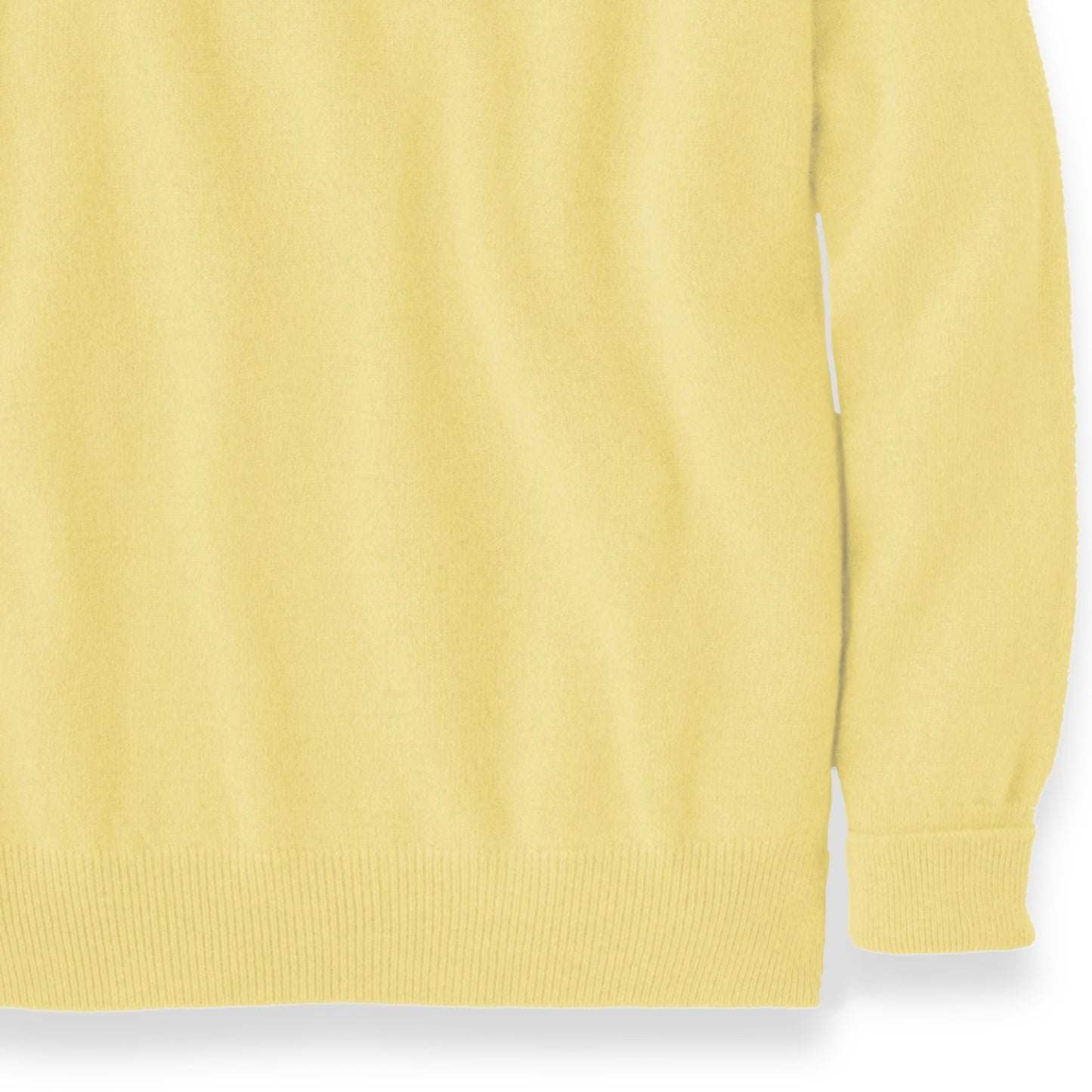 Men's Cashmere Crew Neck Sweater With Saddle Shoulder in Lemon Frost