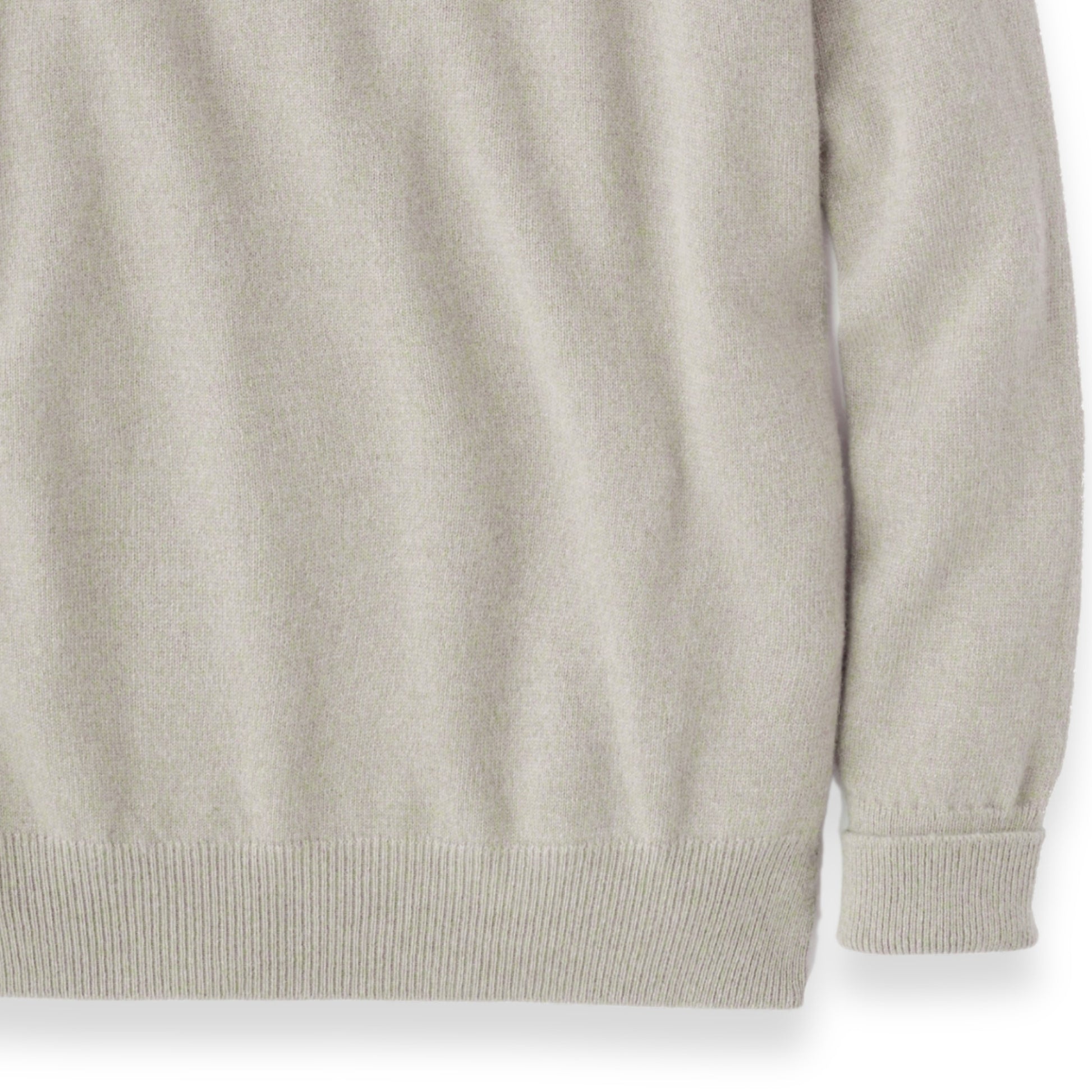 Men's Cashmere Crew Neck Sweater With Saddle Shoulder in Linen