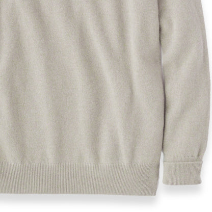 Men's Cashmere Crew Neck Sweater With Saddle Shoulder in Linen