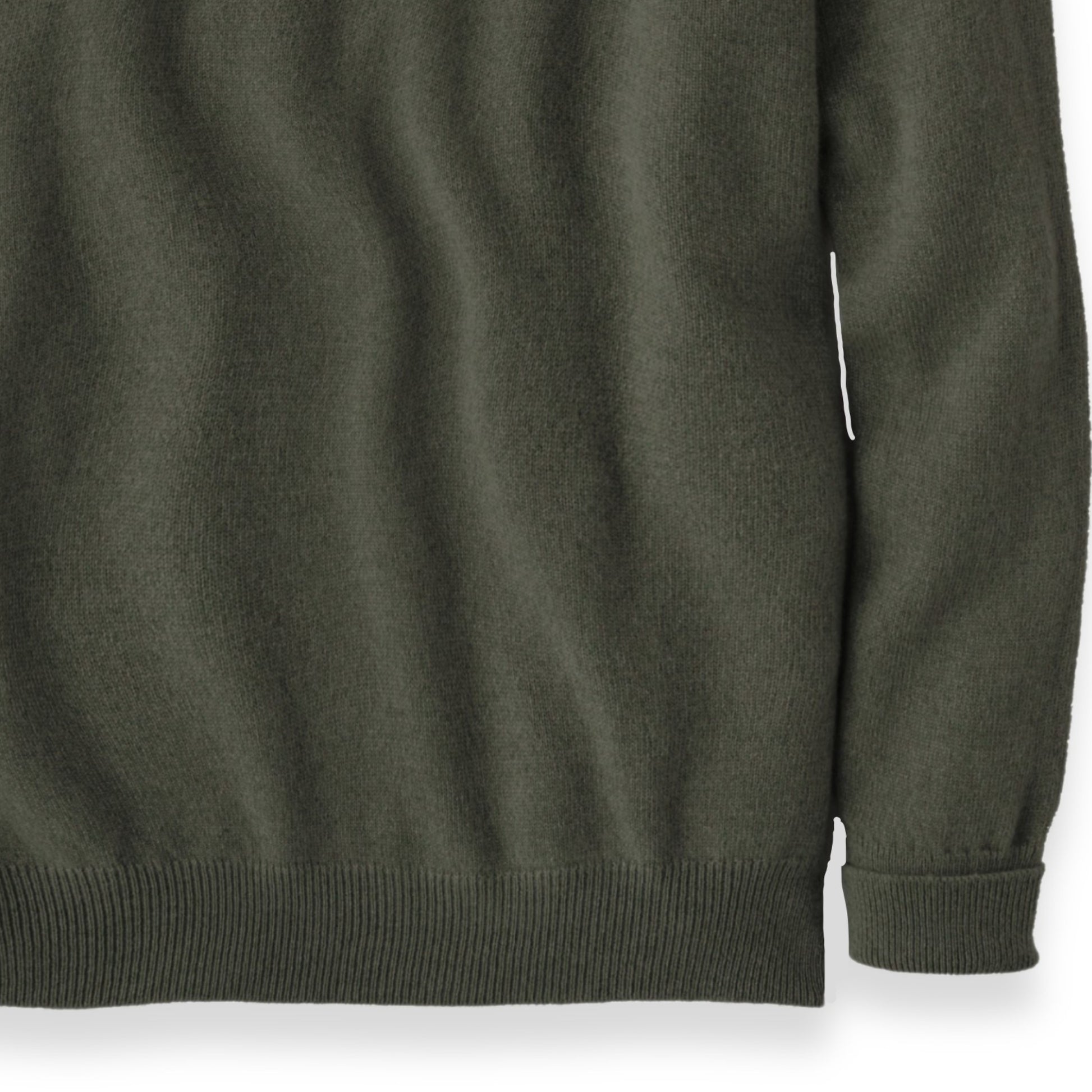 Men's Cashmere Crew Neck Sweater With Saddle Shoulder in Loden Mix