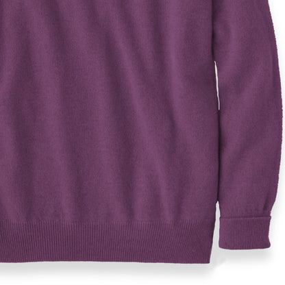 Men's Cashmere Crew Neck Sweater With Saddle Shoulder in Loganberry