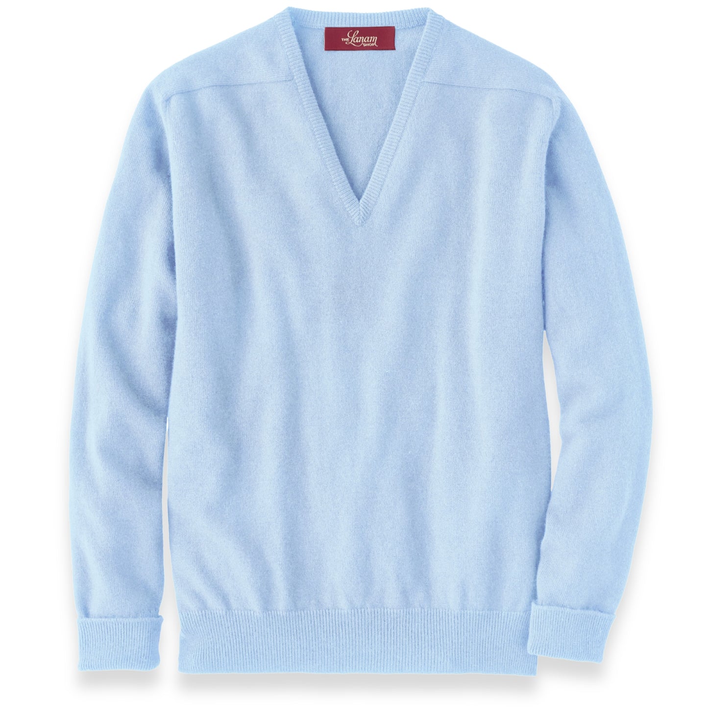 Men's Cashmere V-Neck Sweater With Saddle Shoulder in Hyacinth