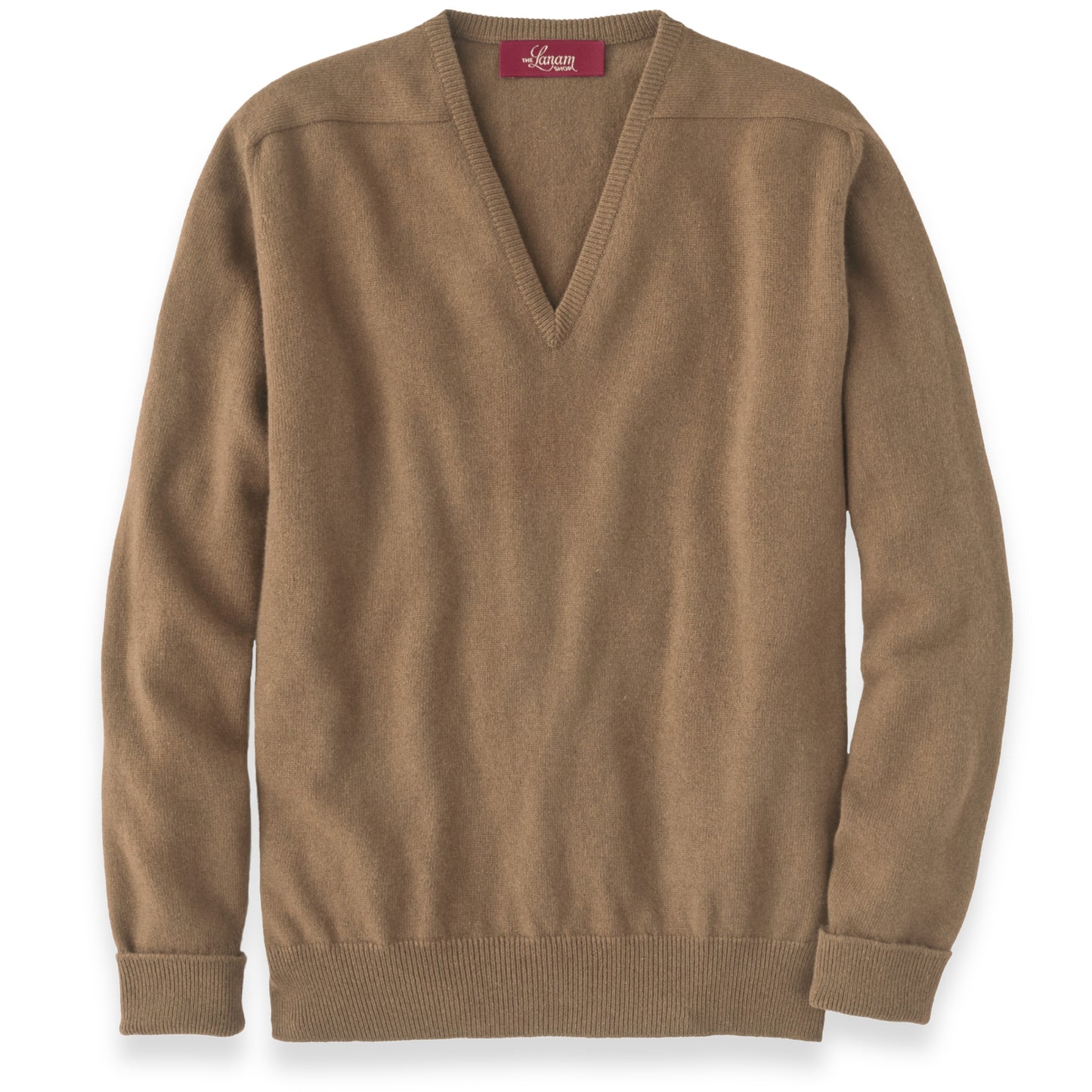 Men's Cashmere V-Neck Sweater With Saddle Shoulder in Savannah