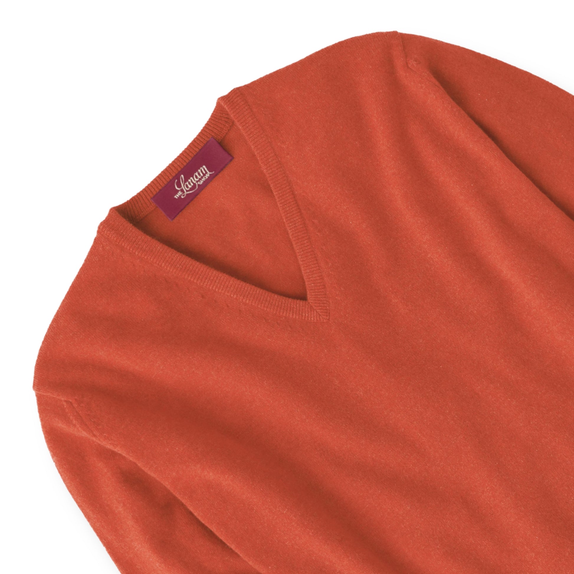 Men's Cashmere V-Neck Sweater With Set-In Sleeve in Furnace