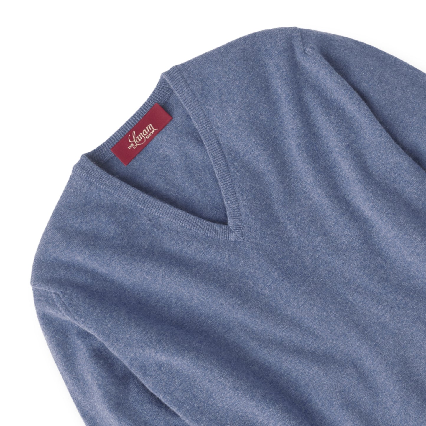 Men's Cashmere V-Neck Sweater With Set-In Sleeve in Lapis