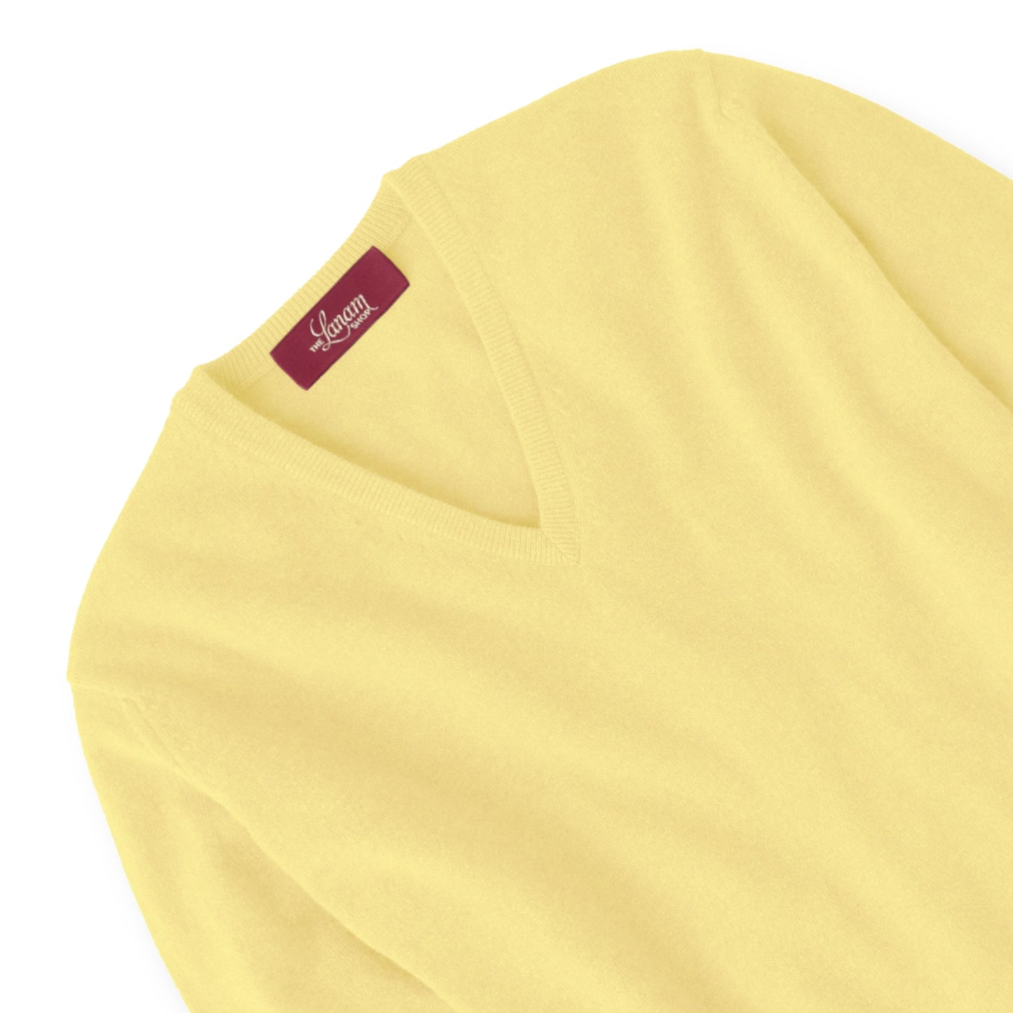 Men's Cashmere V-Neck Sweater With Set-In Sleeve in Lemon Frost