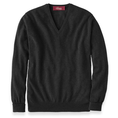 Men's Cashmere V-Neck Sweater With Set-In Sleeve in Charcoal