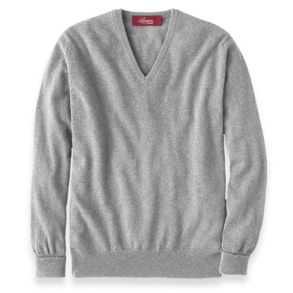 Men's Cashmere V-Neck Sweater With Set-In Sleeve in Flannel