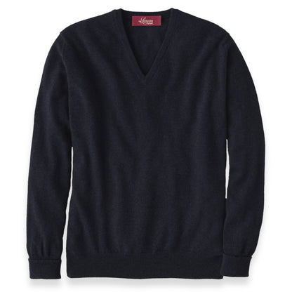 Men's Cashmere V-Neck Sweater With Set-In Sleeve in Navy