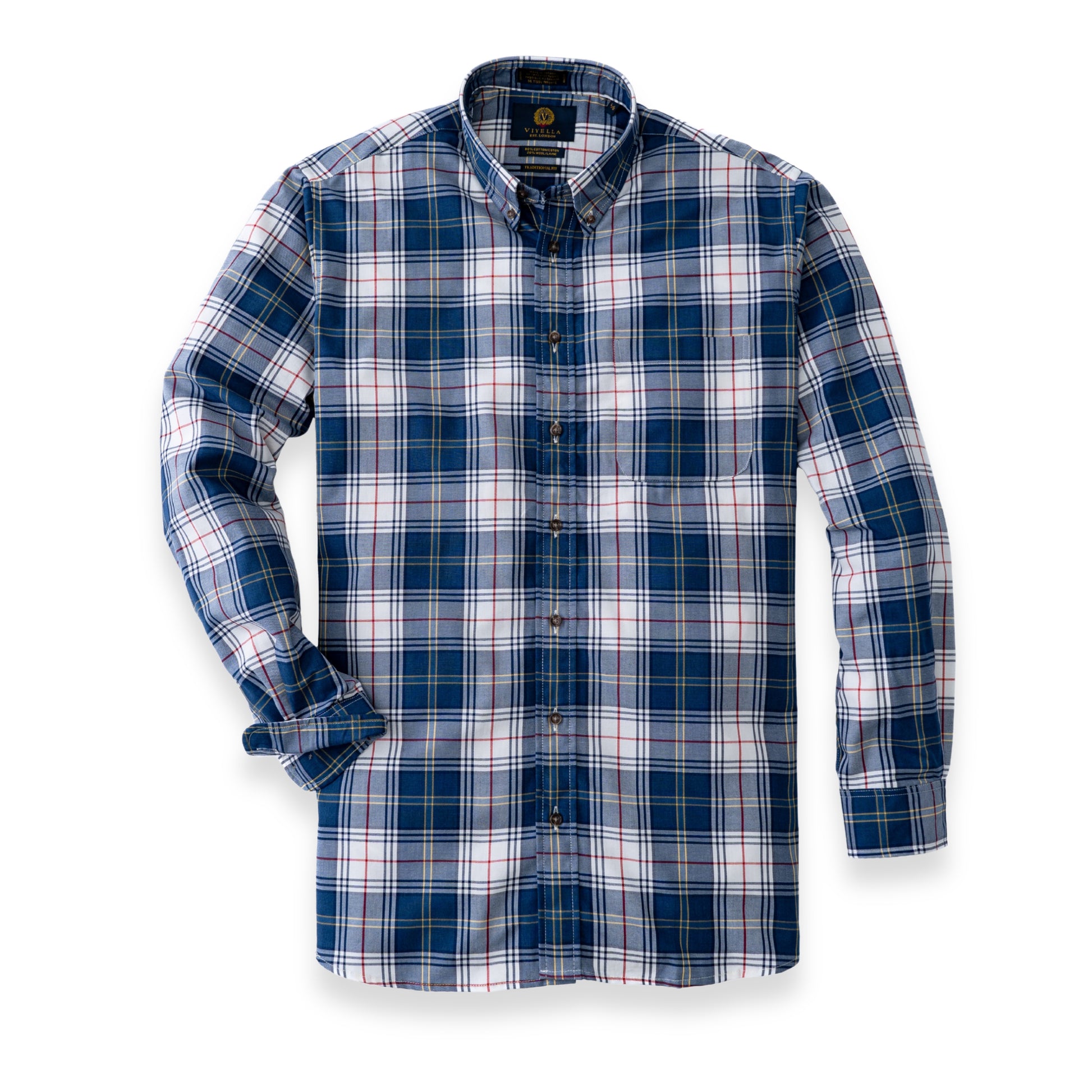 Men's Denim and White Plaid Viyella Shirt