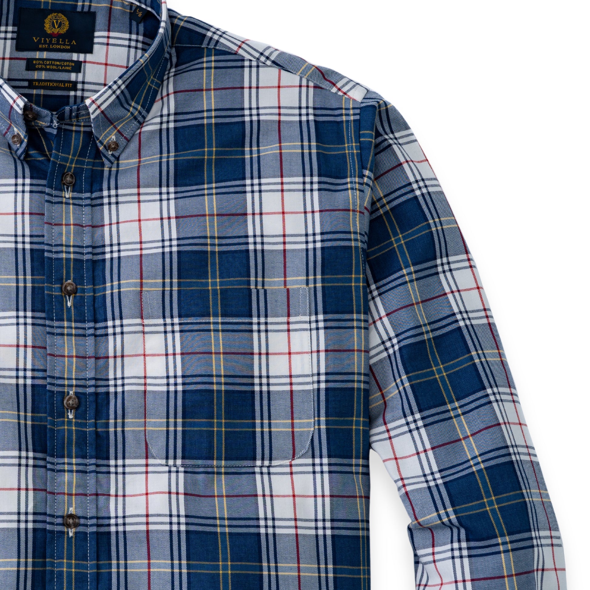 Men's Denim and White Plaid Viyella Shirt