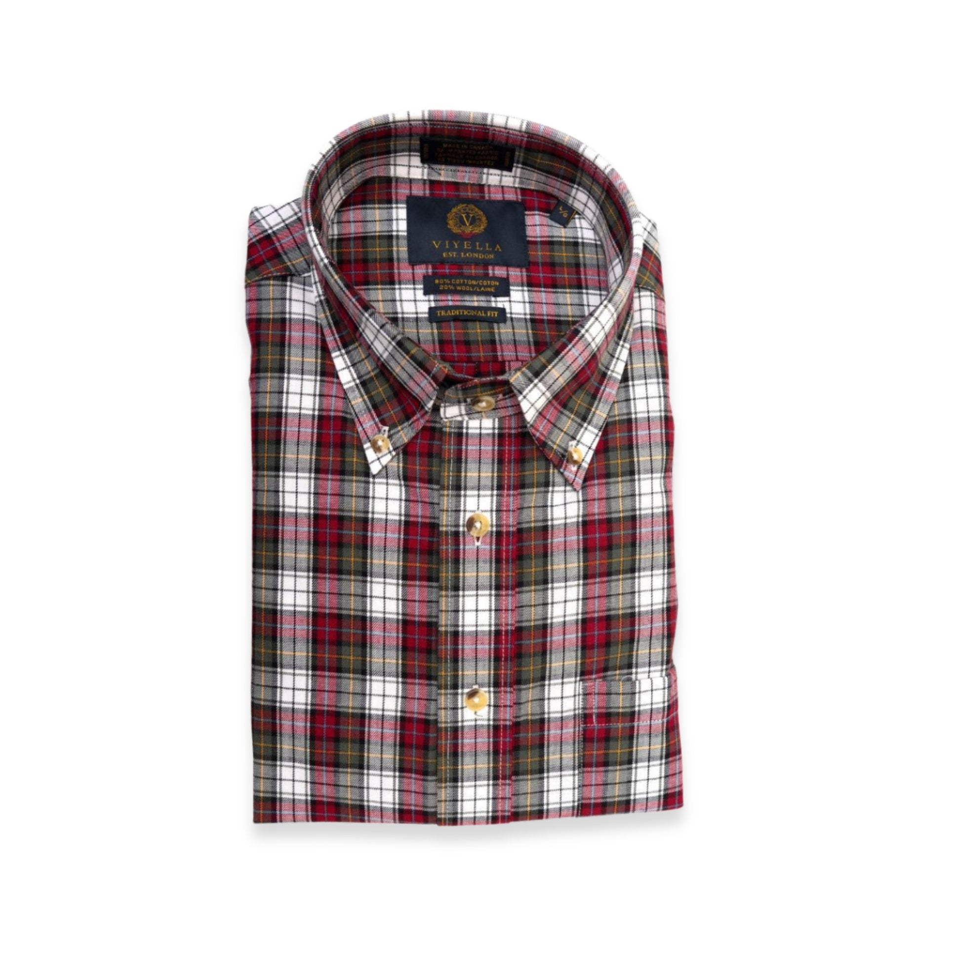 Men's Green and Red Check Viyella Shirt