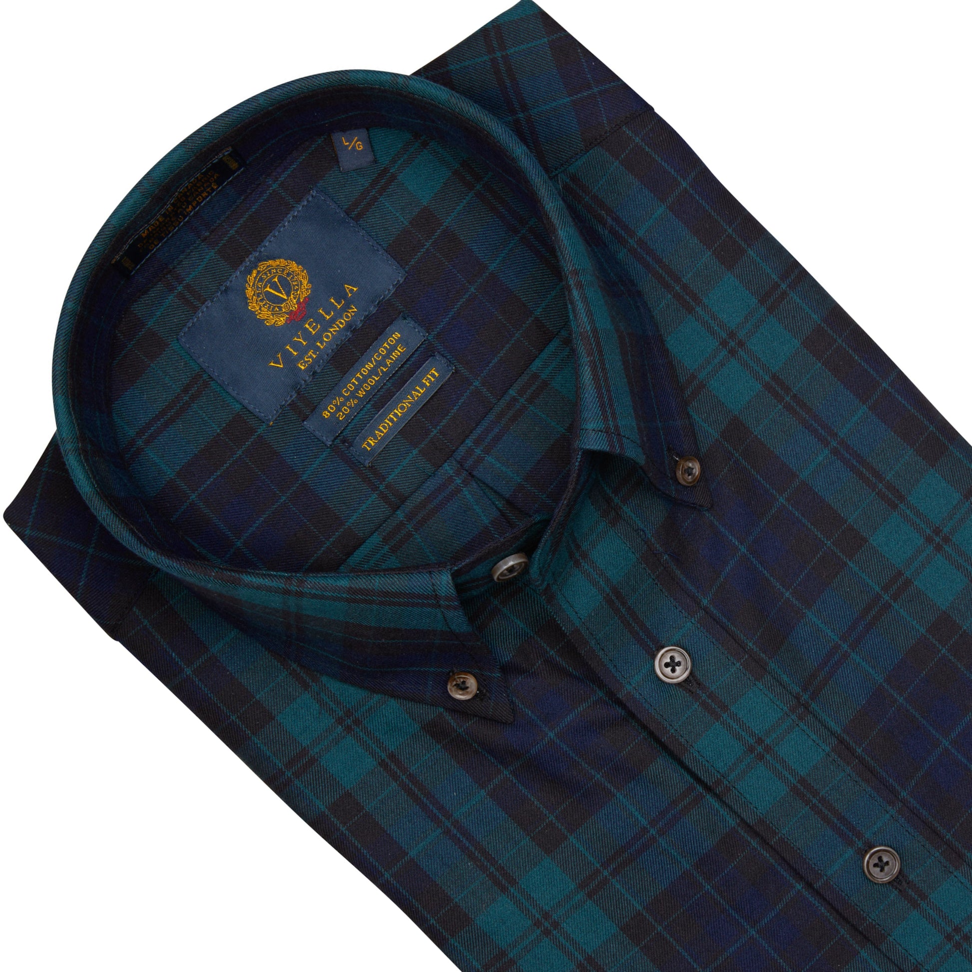 Men's Midnight and Bottle Plaid Viyella Shirt