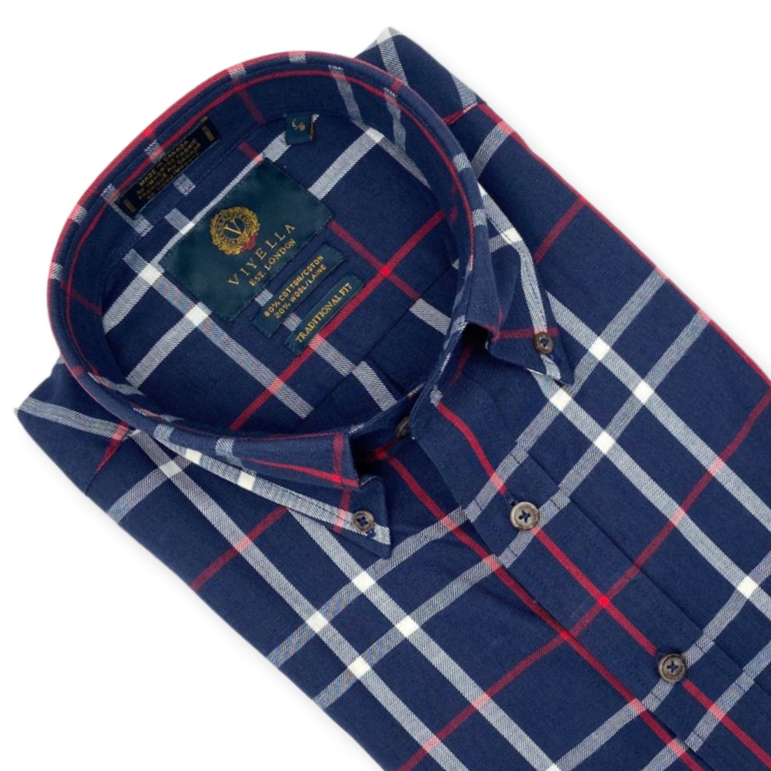 Men's Navy Windowpane Viyella Shirt