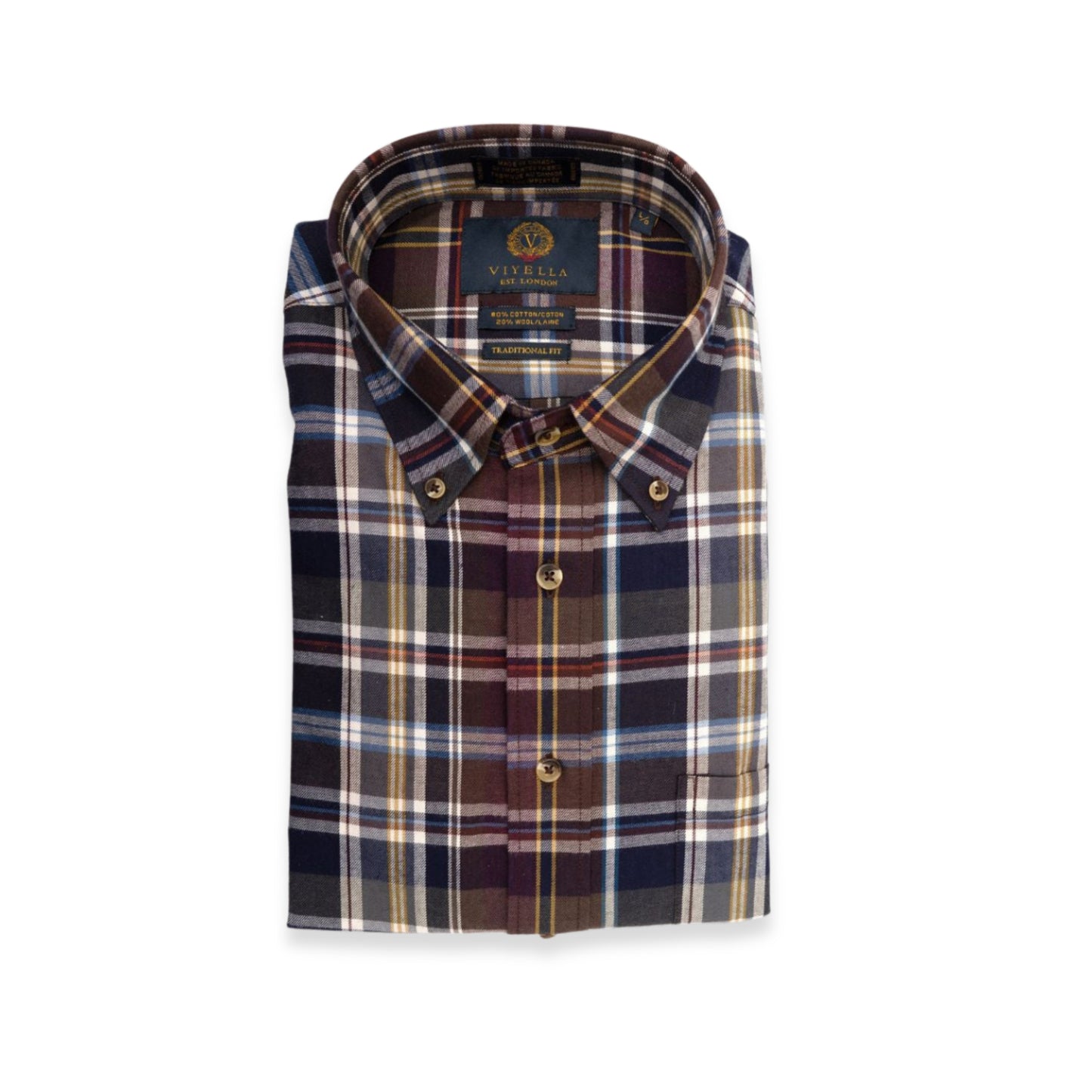 Men's Navy and Plum Plaid Viyella Shirt