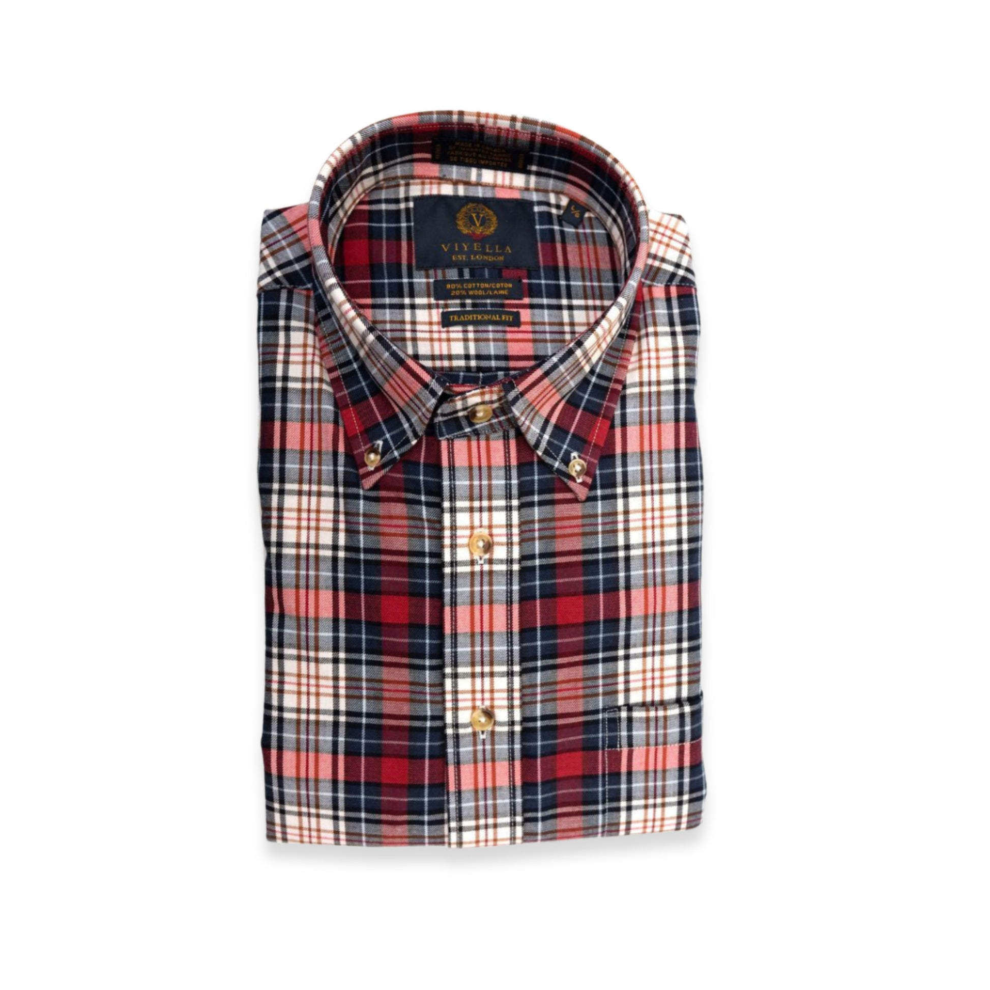 Men's Red and Blue Plaid Viyella Shirt