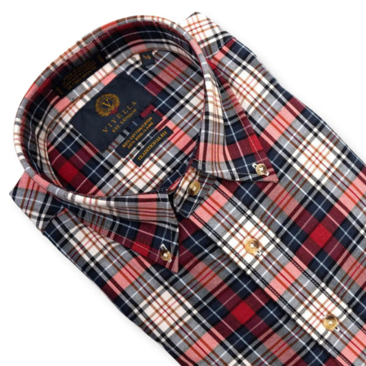 Men's Red and Blue Plaid Viyella Shirt