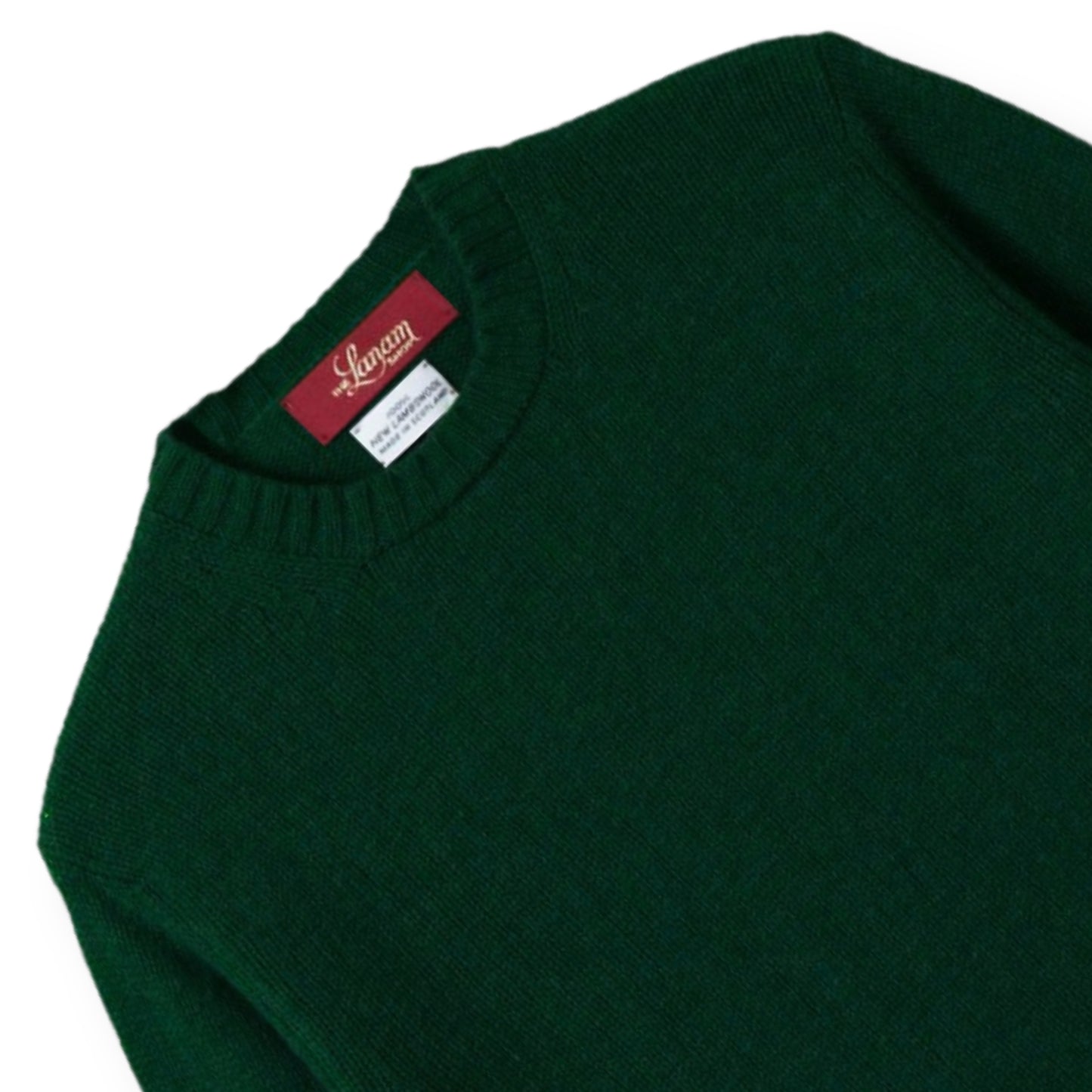 Men's Shetland Wool Crew Neck Sweater in Bottle