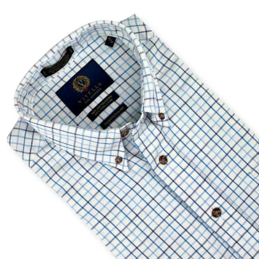 Men's Sky Blue Tattersall Viyella Shirt