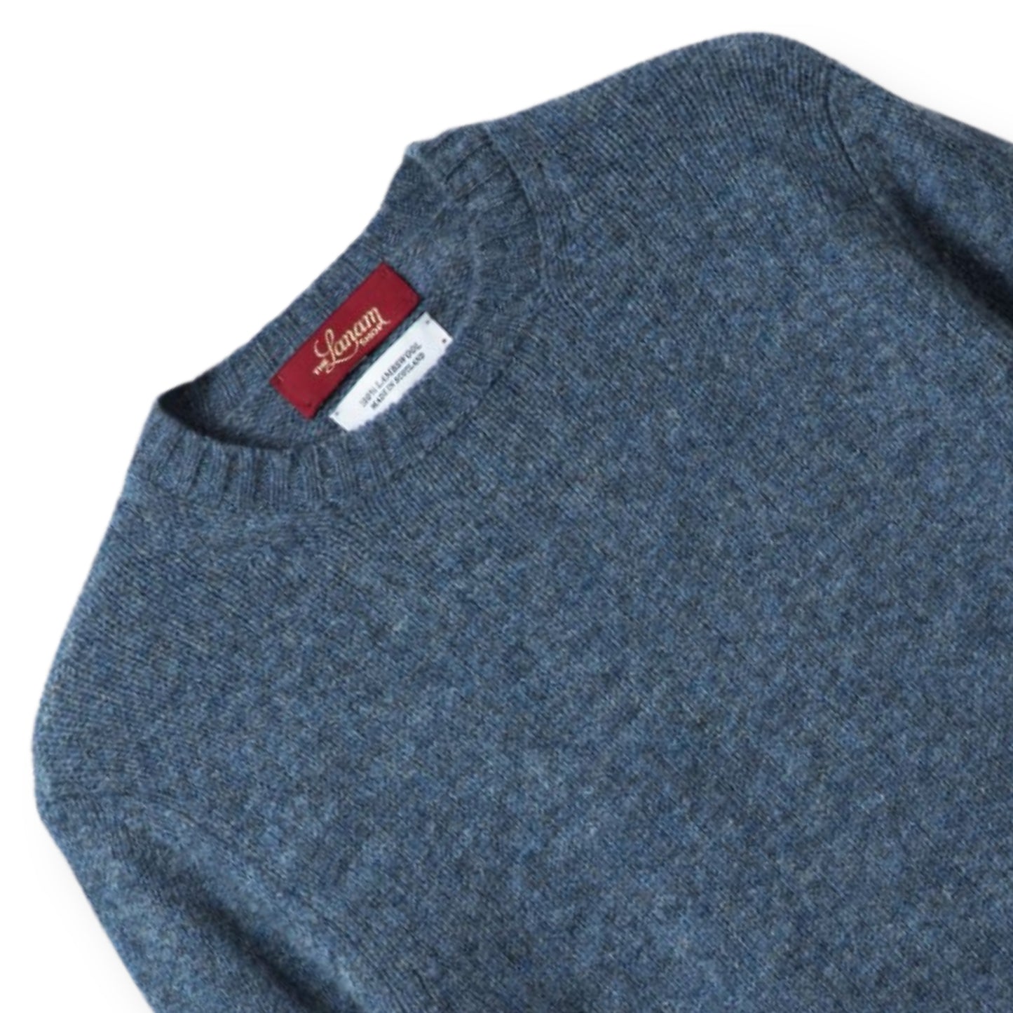 Men's Traditional Shetland Wool Crew Neck Sweater | Blue Lovat