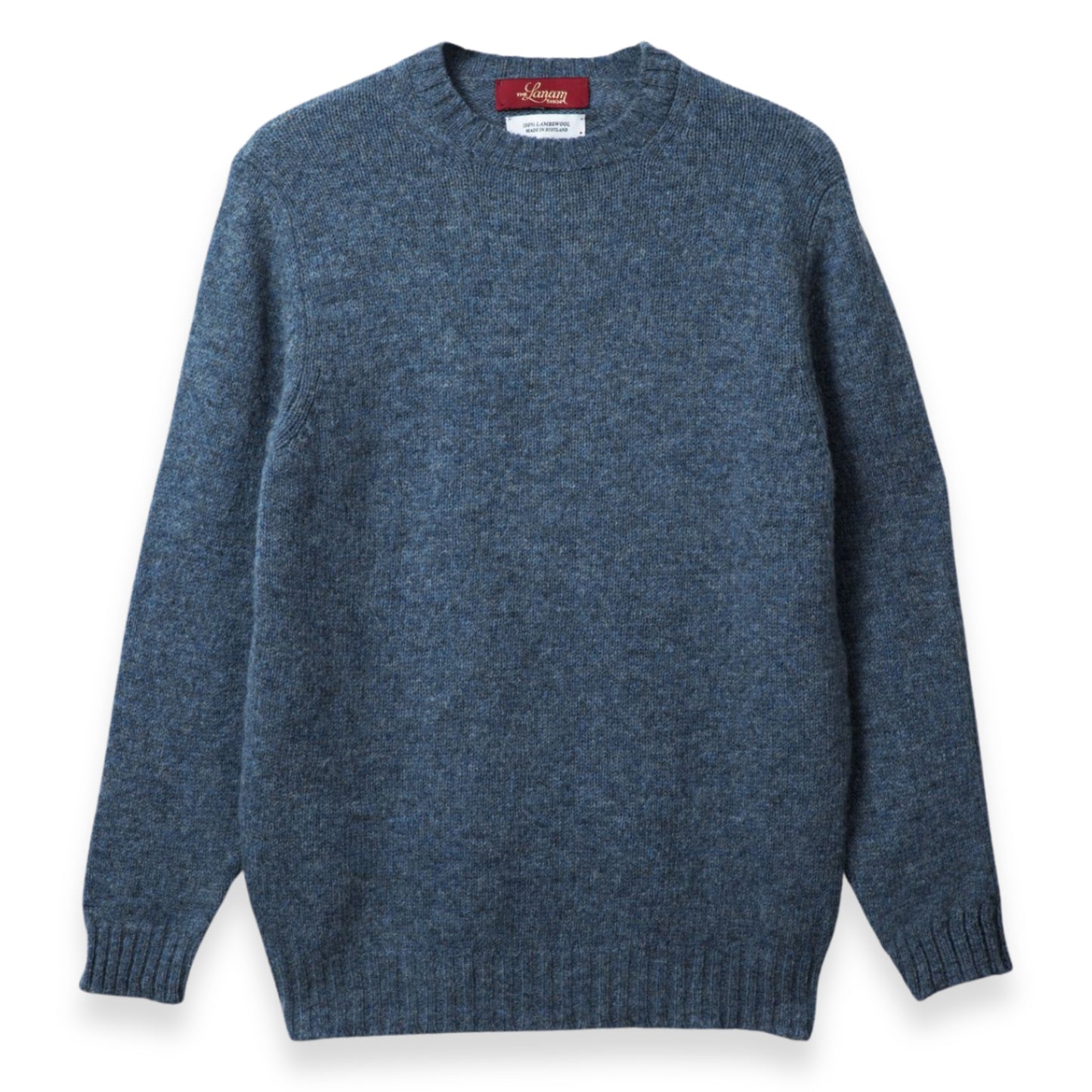 Men's Traditional Shetland Wool Crew Neck Sweater | Blue Lovat