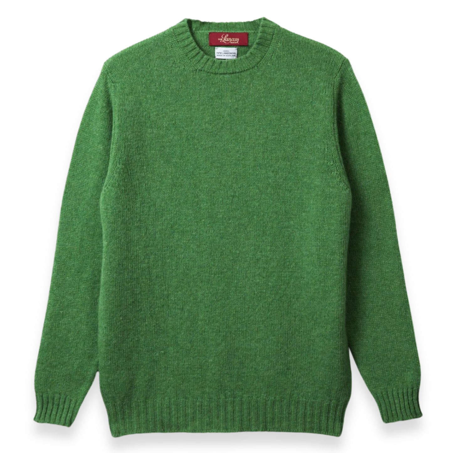 Men's Traditional Shetland Wool Crew Neck Sweater | Grass