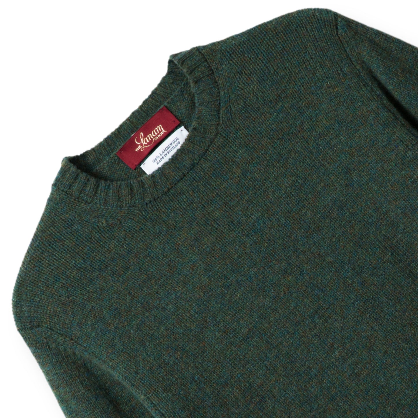 Men's Traditional Shetland Wool Crew Neck Sweater | Green Lovat