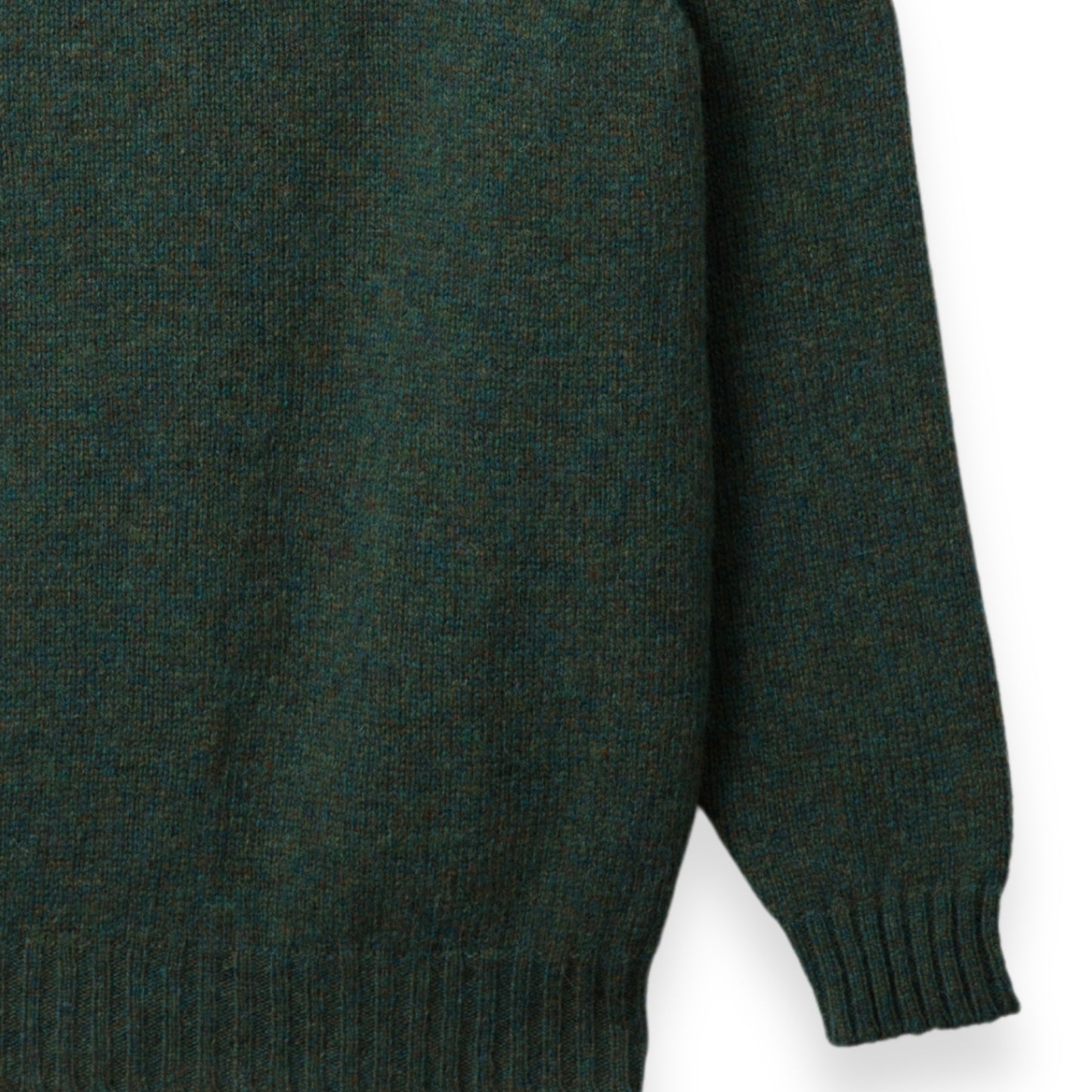 Men's Traditional Shetland Wool Crew Neck Sweater | Green Lovat