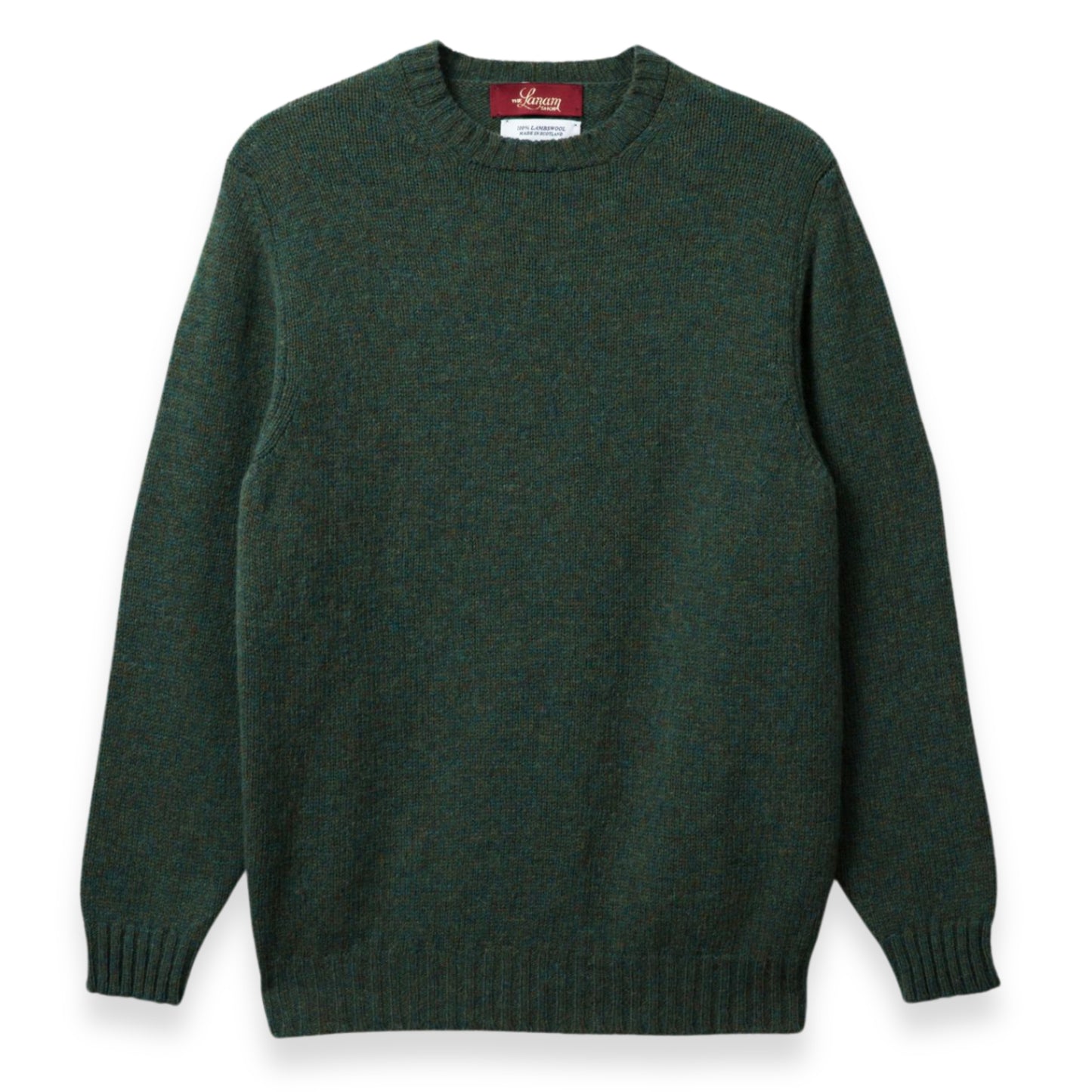 Men's Traditional Shetland Wool Crew Neck Sweater | Green Lovat