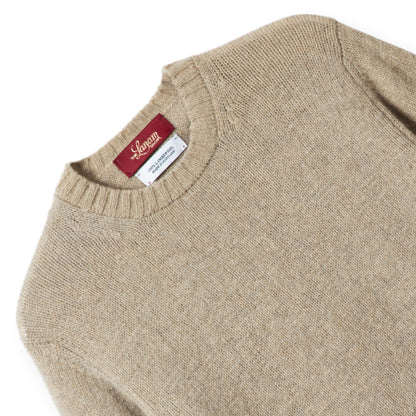 Men's Traditional Shetland Wool Crew Neck Sweater | Natural