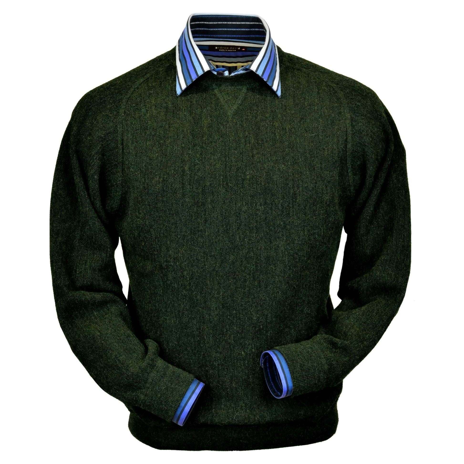 Men's Baby Alpaca & Merino Wool Sweatshirt in Hunter Green Heather