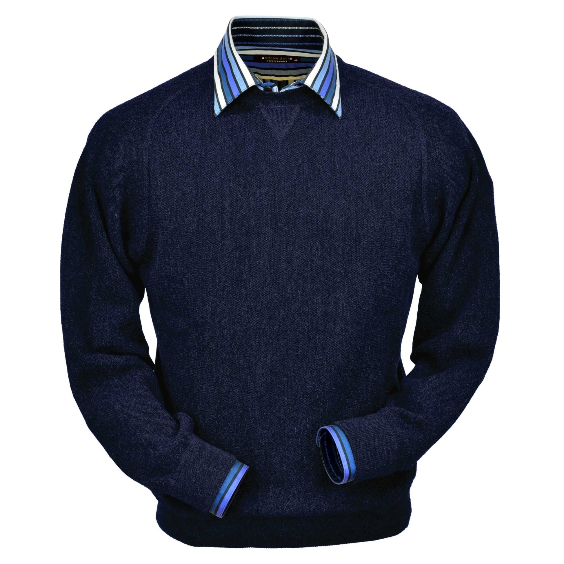 Men's Baby Alpaca & Merino Wool Sweatshirt in Navy Heather