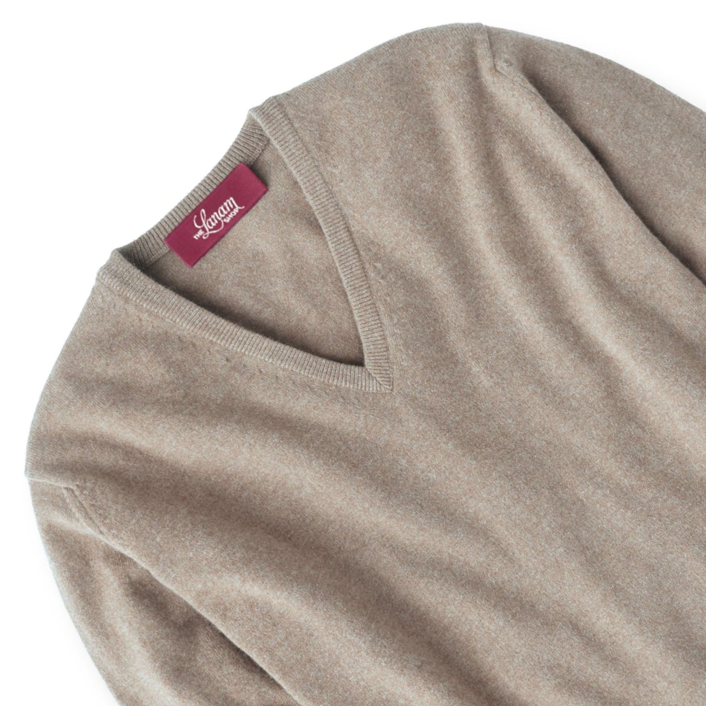 Men's Cashmere V-Neck Sweater With Set-In Sleeve in Dark Natural