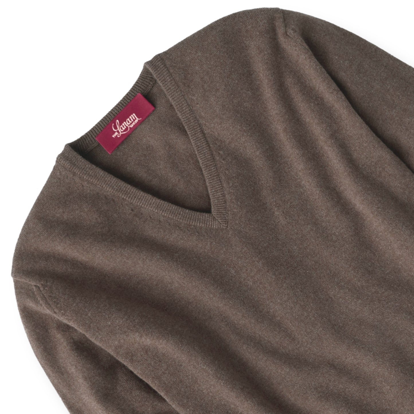 Men's Cashmere V-Neck Sweater With Set-In Sleeve in Mocha