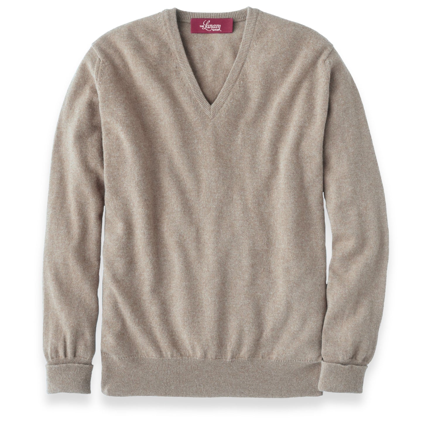 Men's Cashmere V-Neck Sweater With Set-In Sleeve in Dark Natural