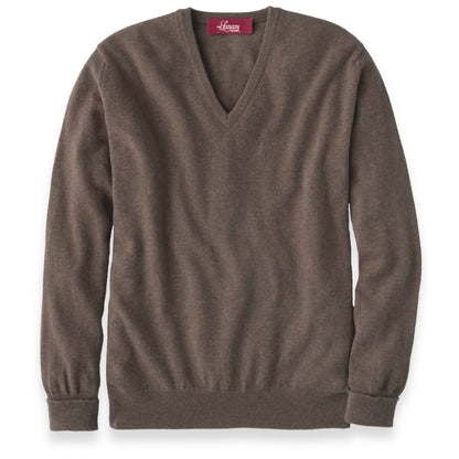 Men's Cashmere V-Neck Sweater With Set-In Sleeve in Mocha